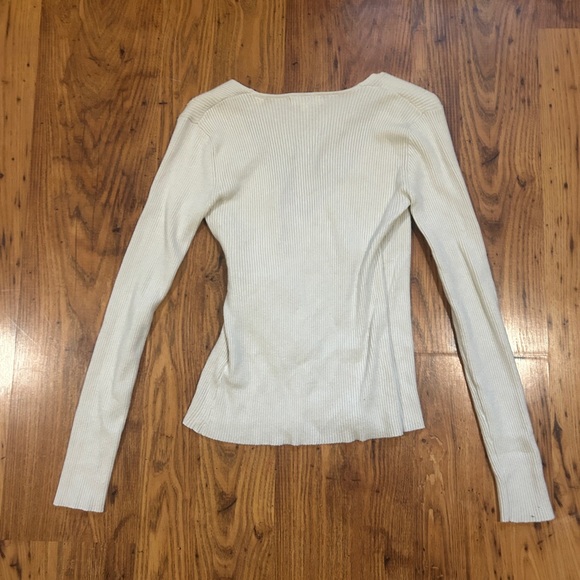 Max Studio Cream Ribbed Wrap Blouse - Picture 4 of 4